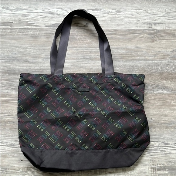 Victoria's Secret PINK Logo Tote - Black and Multicolor - Picture 1 of 6
